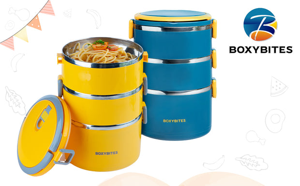 Boxybites Stackable Stainless-Steel Thermos for Hot Food-3-Tier Insulated Bento/Food Container