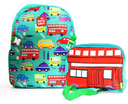 Kids Backpack with Matching Lunchbox - Cute Car Print School Backpack