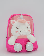 Toddler Kids Backpack - Small and Cute Unicorn Design with Stuffed Animal Holder