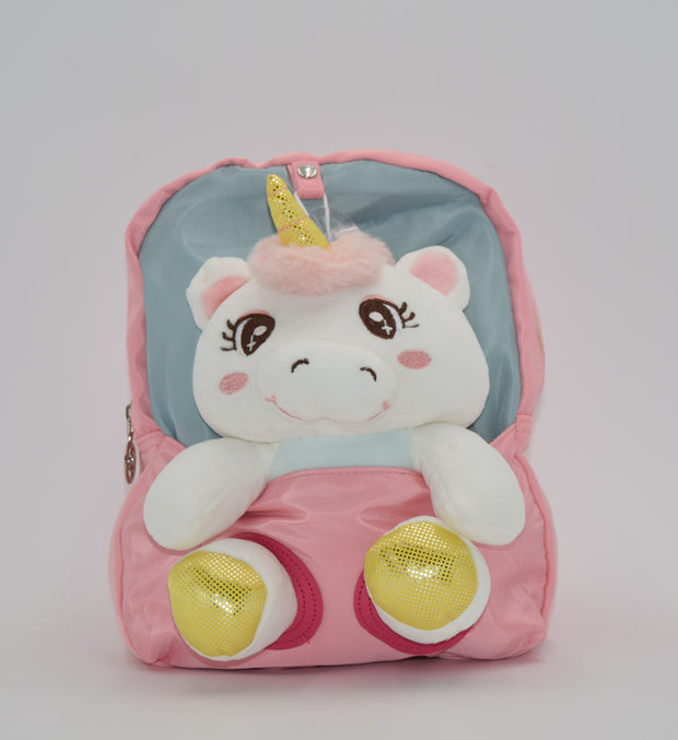 Toddler Kids Backpack - Small and Cute Unicorn Design with Stuffed Animal Holder