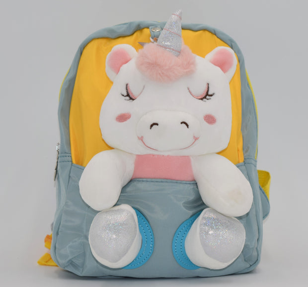 Toddler Kids Backpack - Small and Cute Unicorn Design with Stuffed Animal Holder