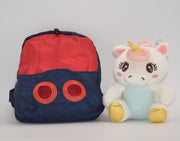 Toddler Kids Backpack - Small and Cute Unicorn Design with Stuffed Animal Holder