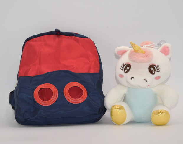 Toddler Kids Backpack - Small and Cute Unicorn Design with Stuffed Animal Holder